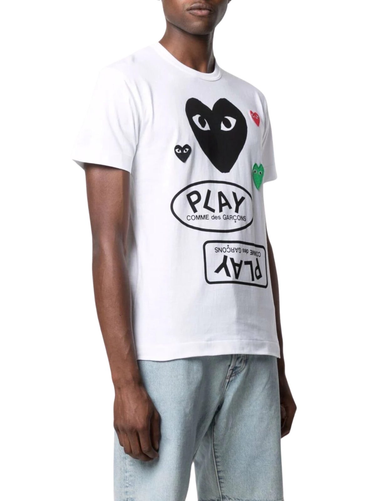 Comme Des Garcons T-Shirt Hearts Mirror Play White