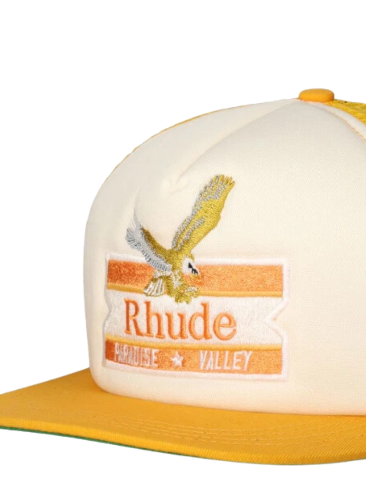 Rhude Cap Paradise Valley Twill Trucker Yellow-White