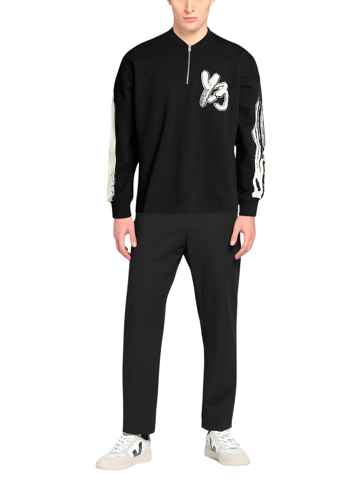 Y-3 Sweater Log Half Zip Logo Black