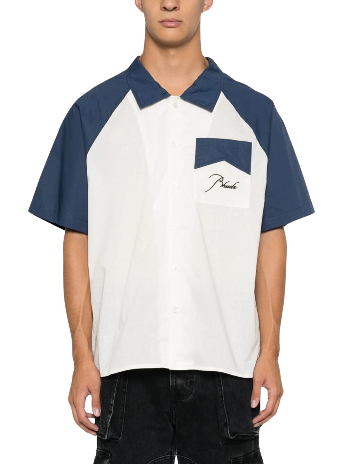 Rhude Golfer Raglan Poplin Button Up Navy-Cream