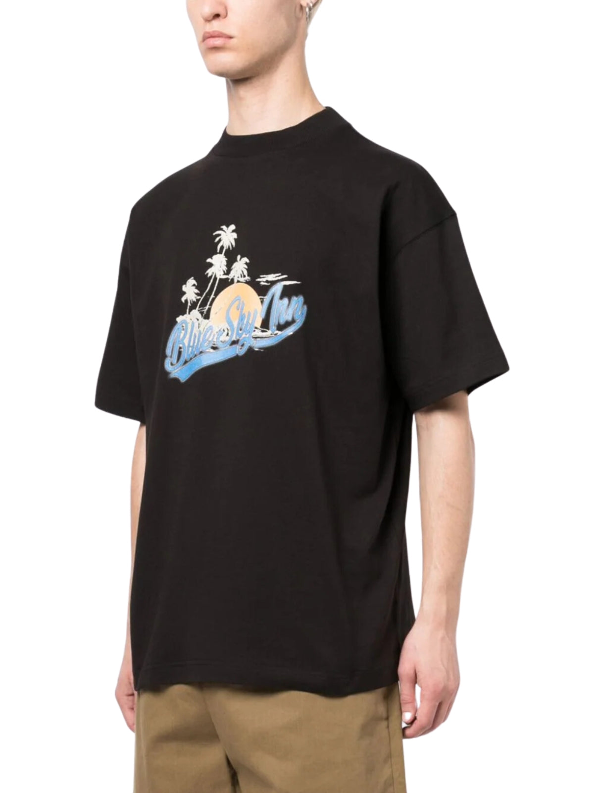 Blue Sky Inn T-Shirt Sunset Palm Logo Black