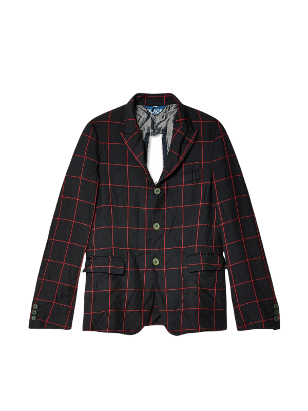 Comme Des Garcons Jacket Window Pane Button Down Black-Red