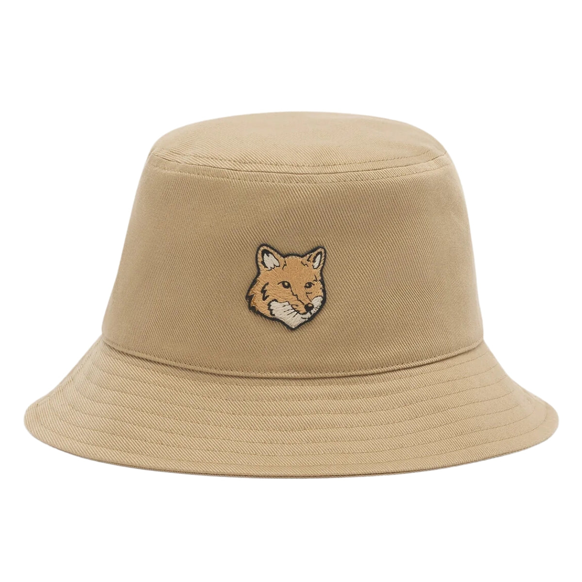 Maison Kitsune Bucket Hat Bold Fox Head Chino Beige