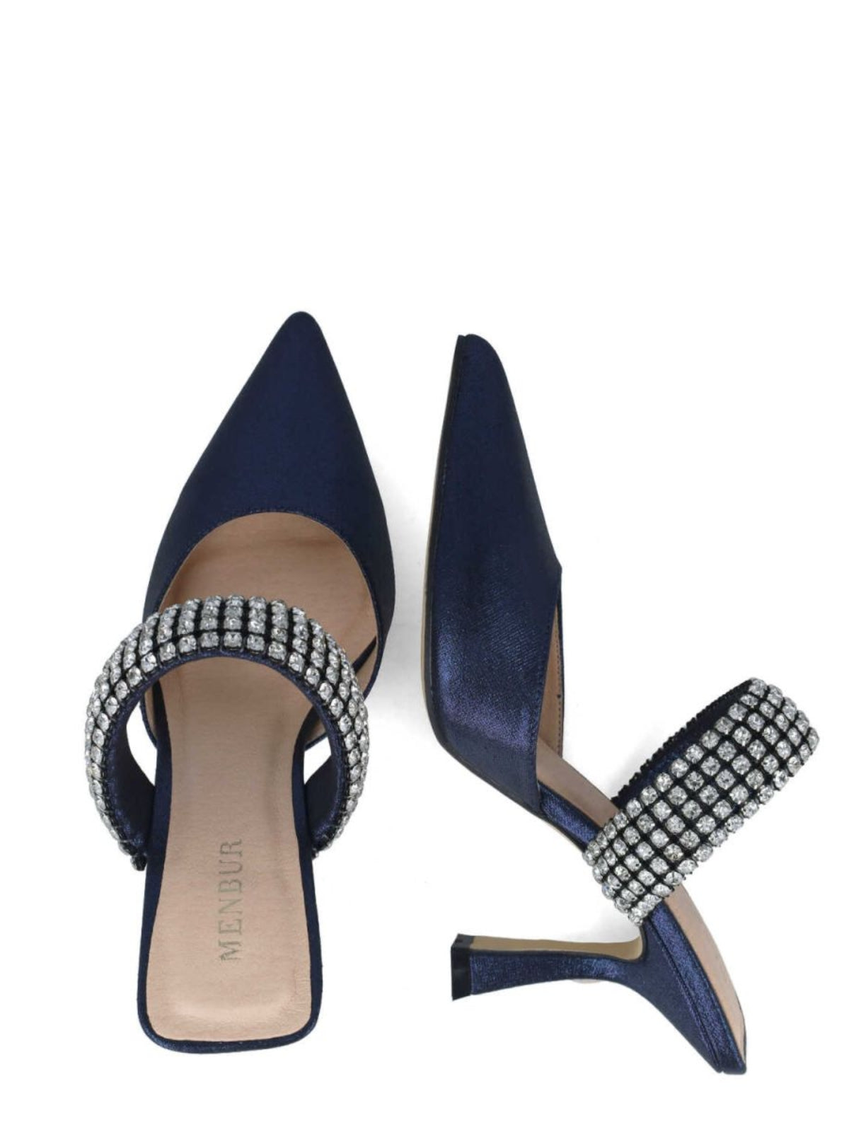 Menbur Heels Bedazzled Strap Navy