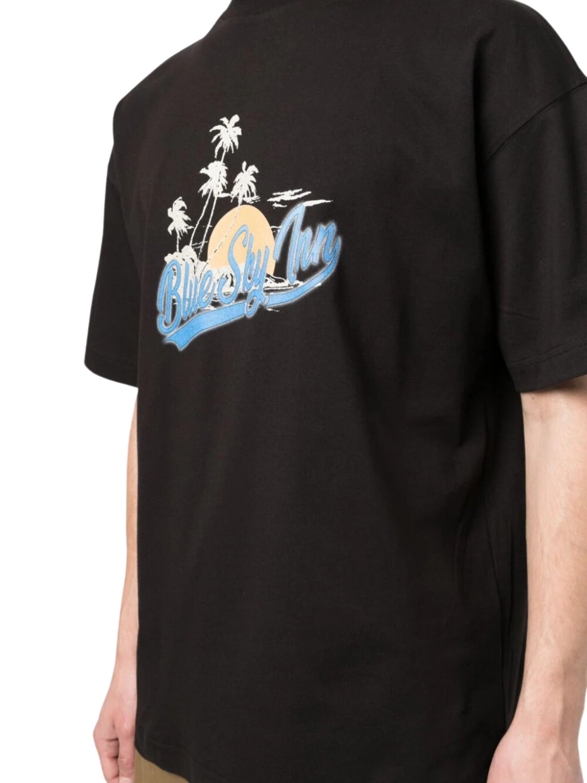 Blue Sky Inn T-Shirt Sunset Palm Logo Black