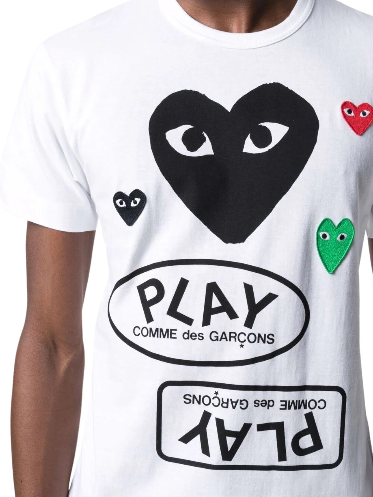 Comme Des Garcons T-Shirt Hearts Mirror Play White