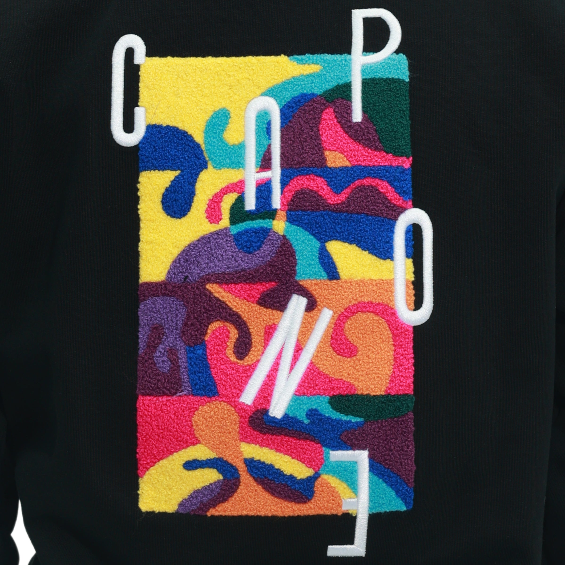 Capone Sweater Hooded Colourful Back Print Black