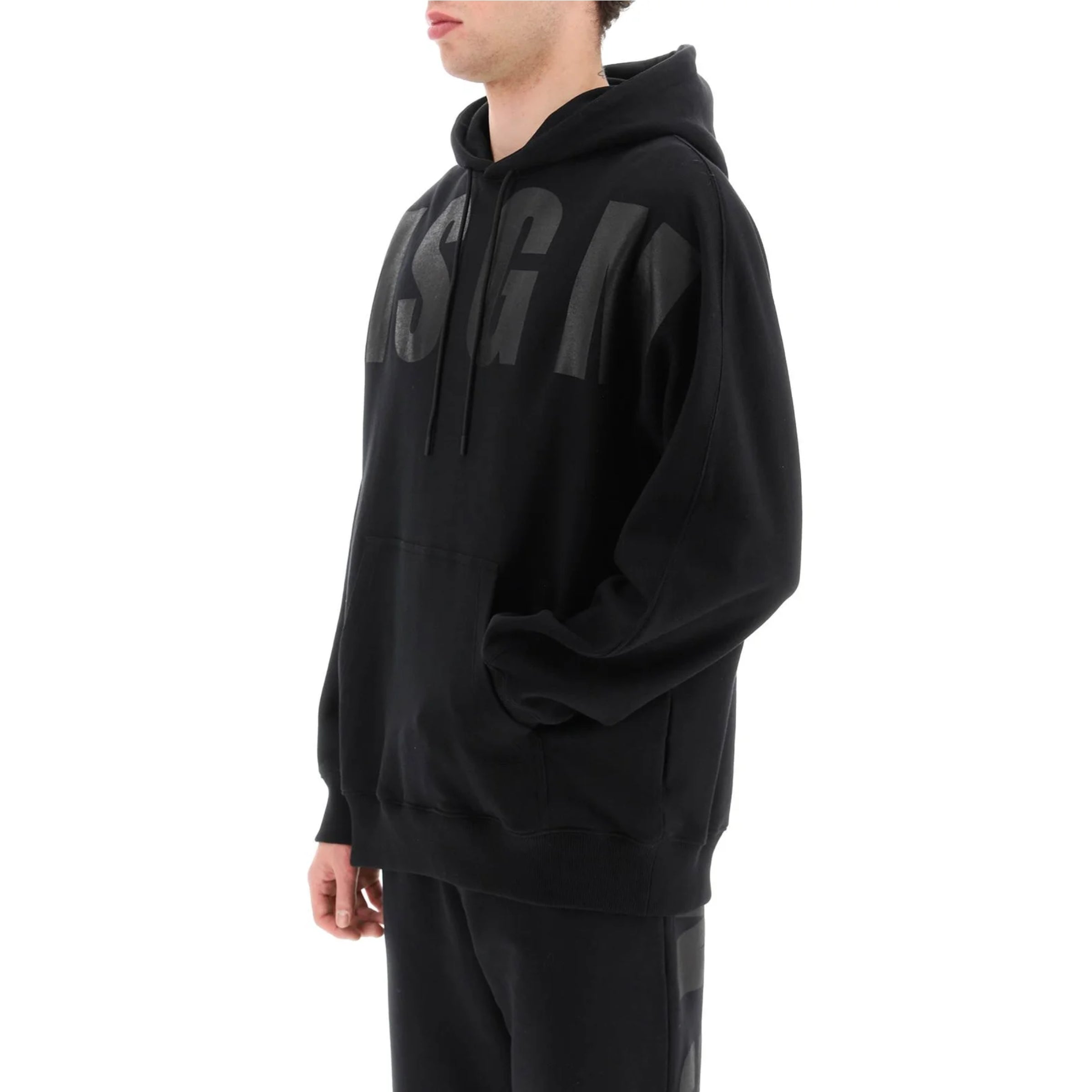Msgm Hoodie Felpa Big Logo Black