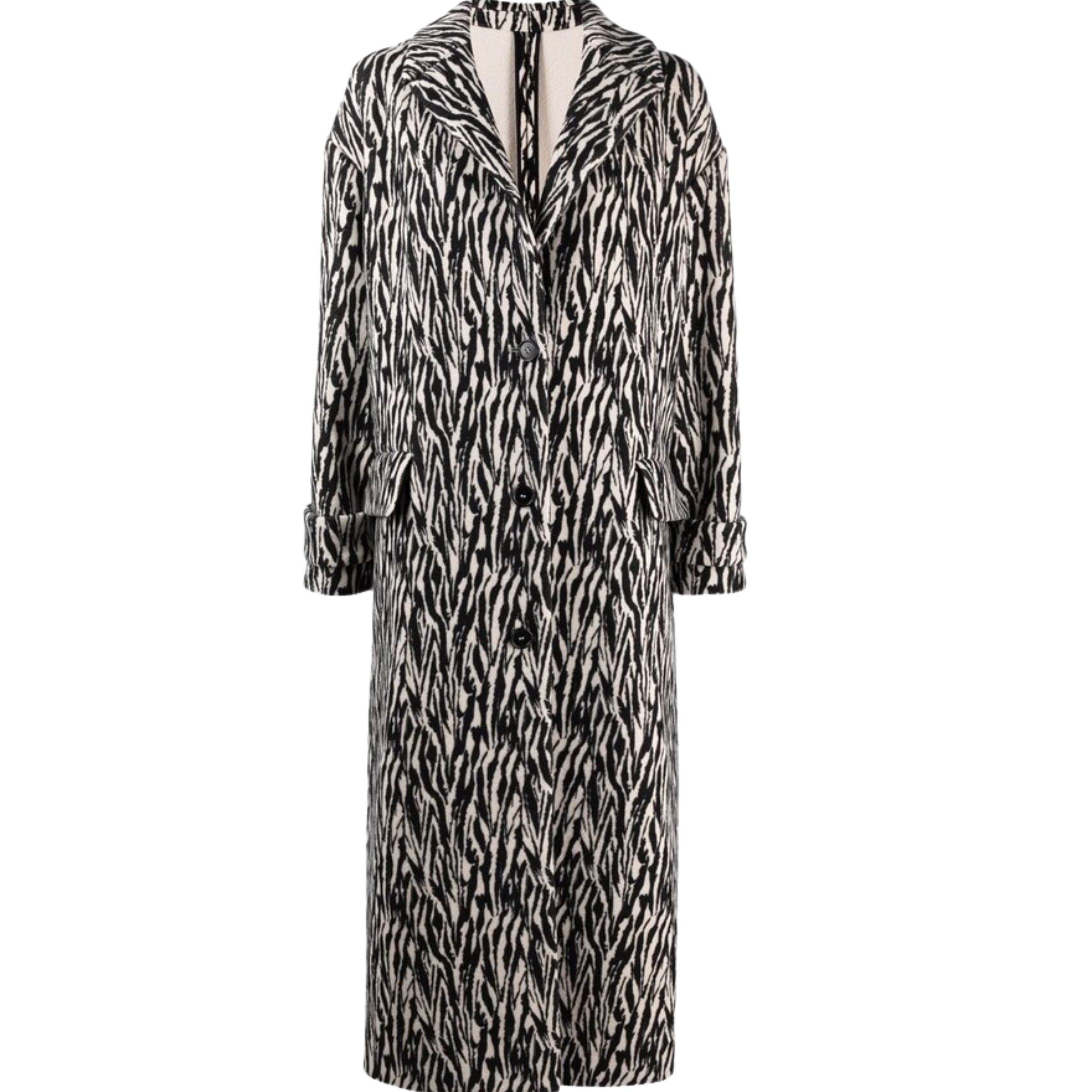 Msgm Coat Printed Black