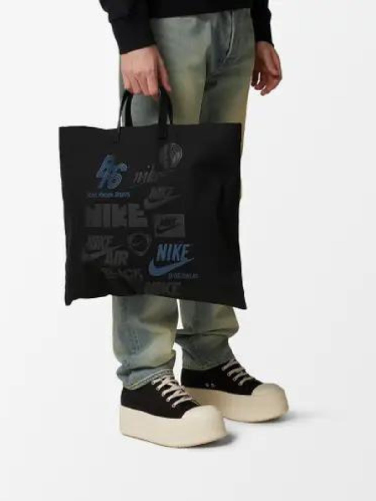 Comme Des Garcons Bag Tote Allover Nike Logo Black