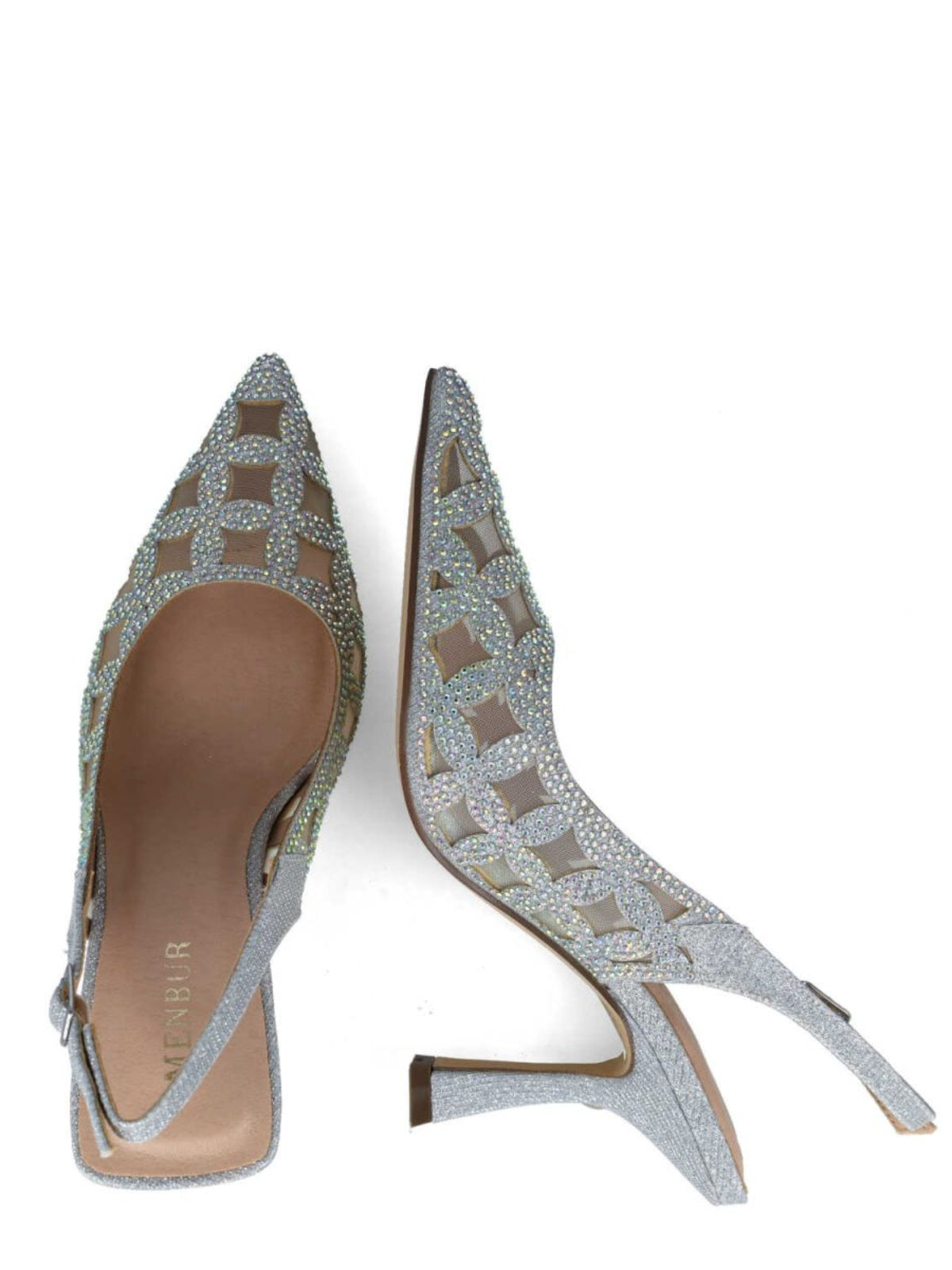 Menbur Heels Cut Out Diamond Silver