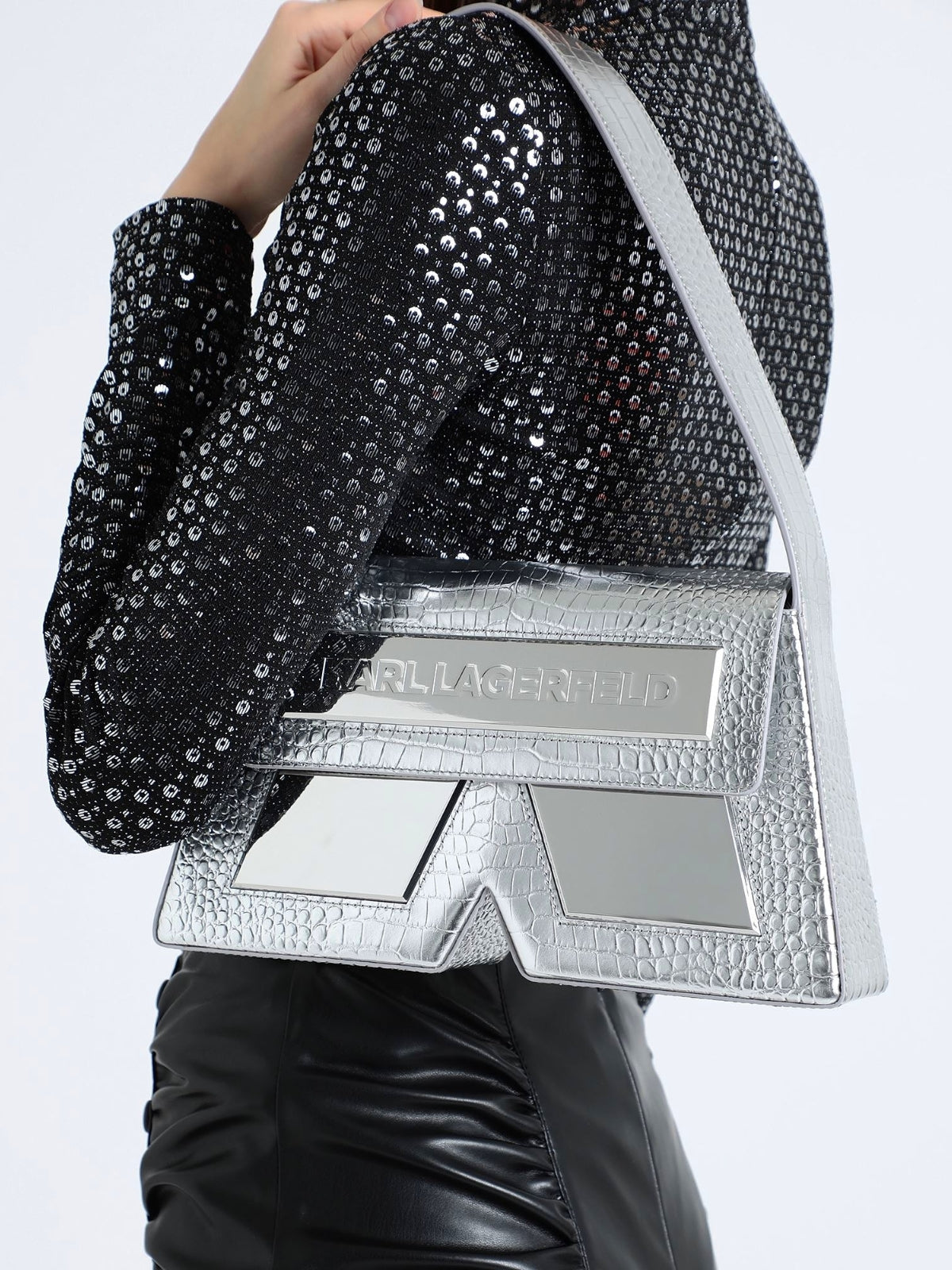 Karl Lagerfeld Bag Shoulder Logo Silver