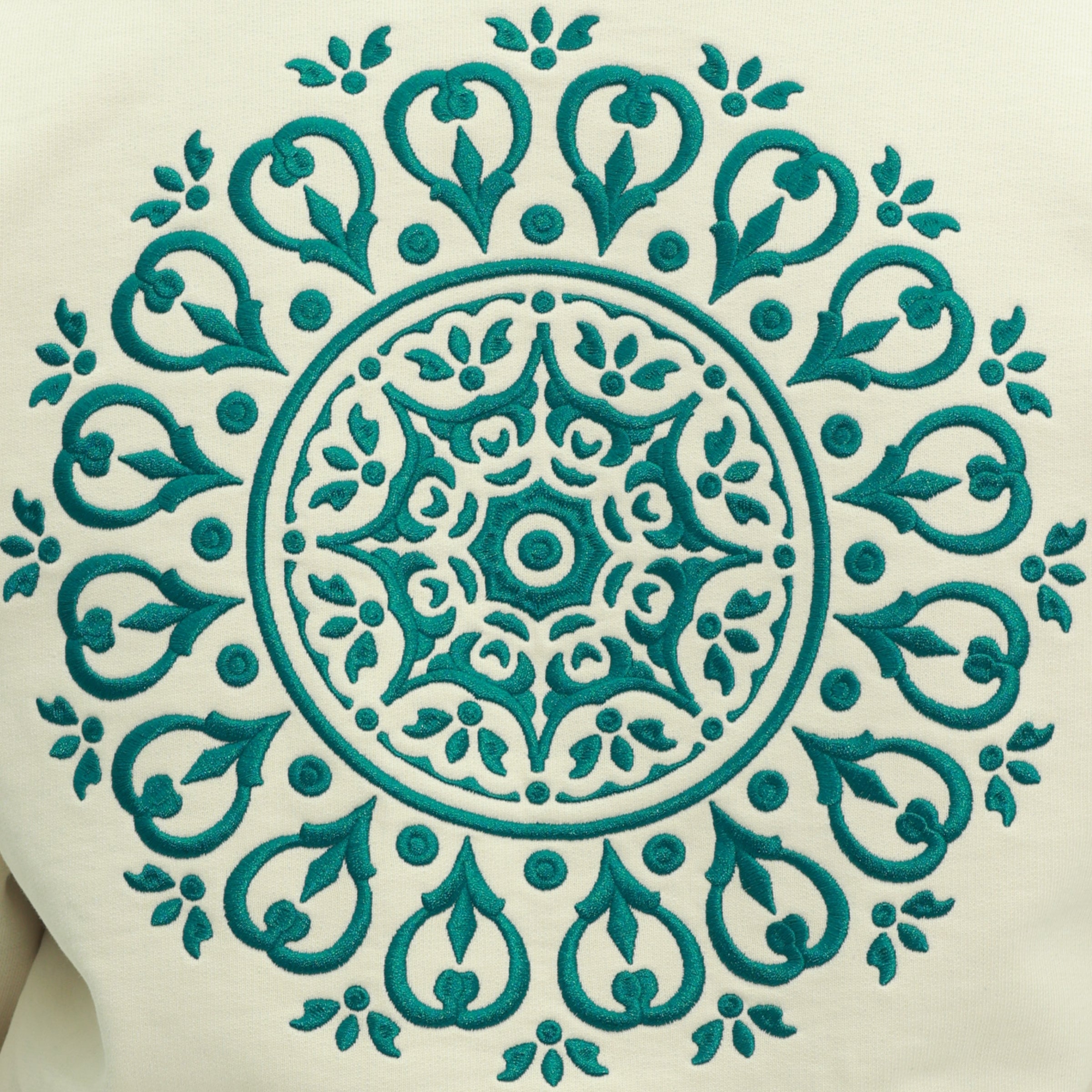 Capone Sweater Hooded Embroidered Back Print Beige-Green