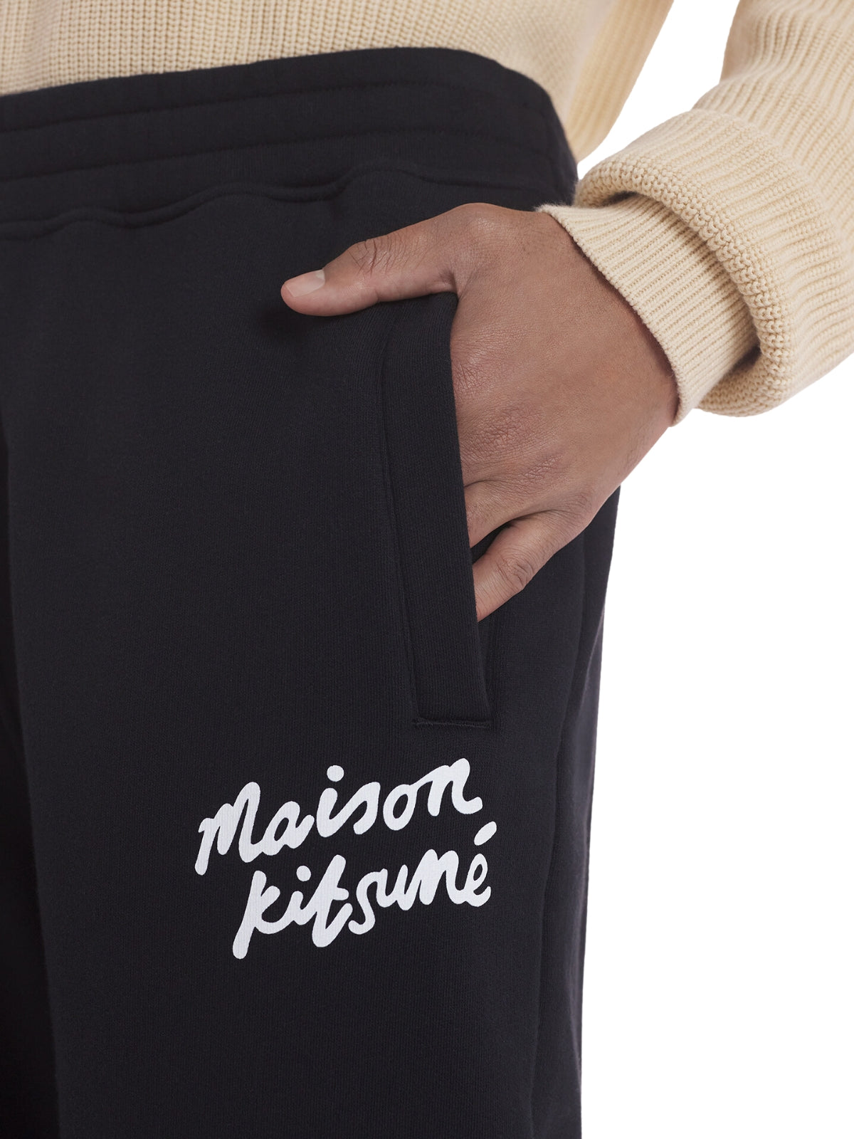 Maison Kitsune Track Pants Handwriting Black