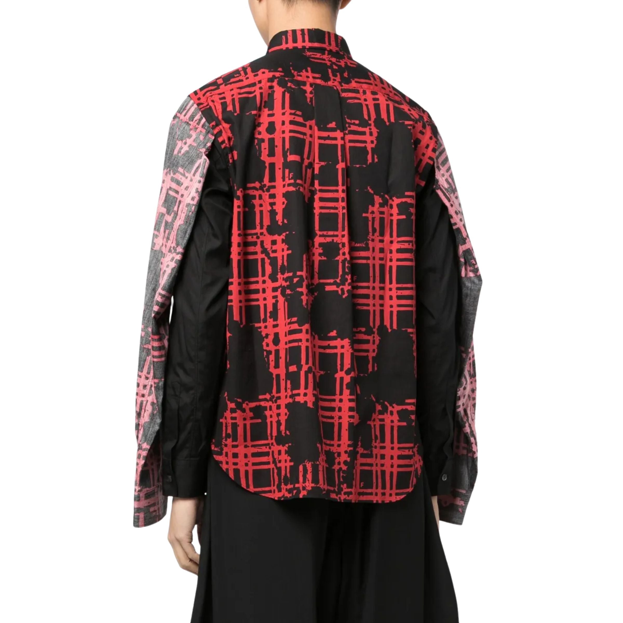 Comme Des Garcons Shirt Double Sleeve Graphic Print Black-Red