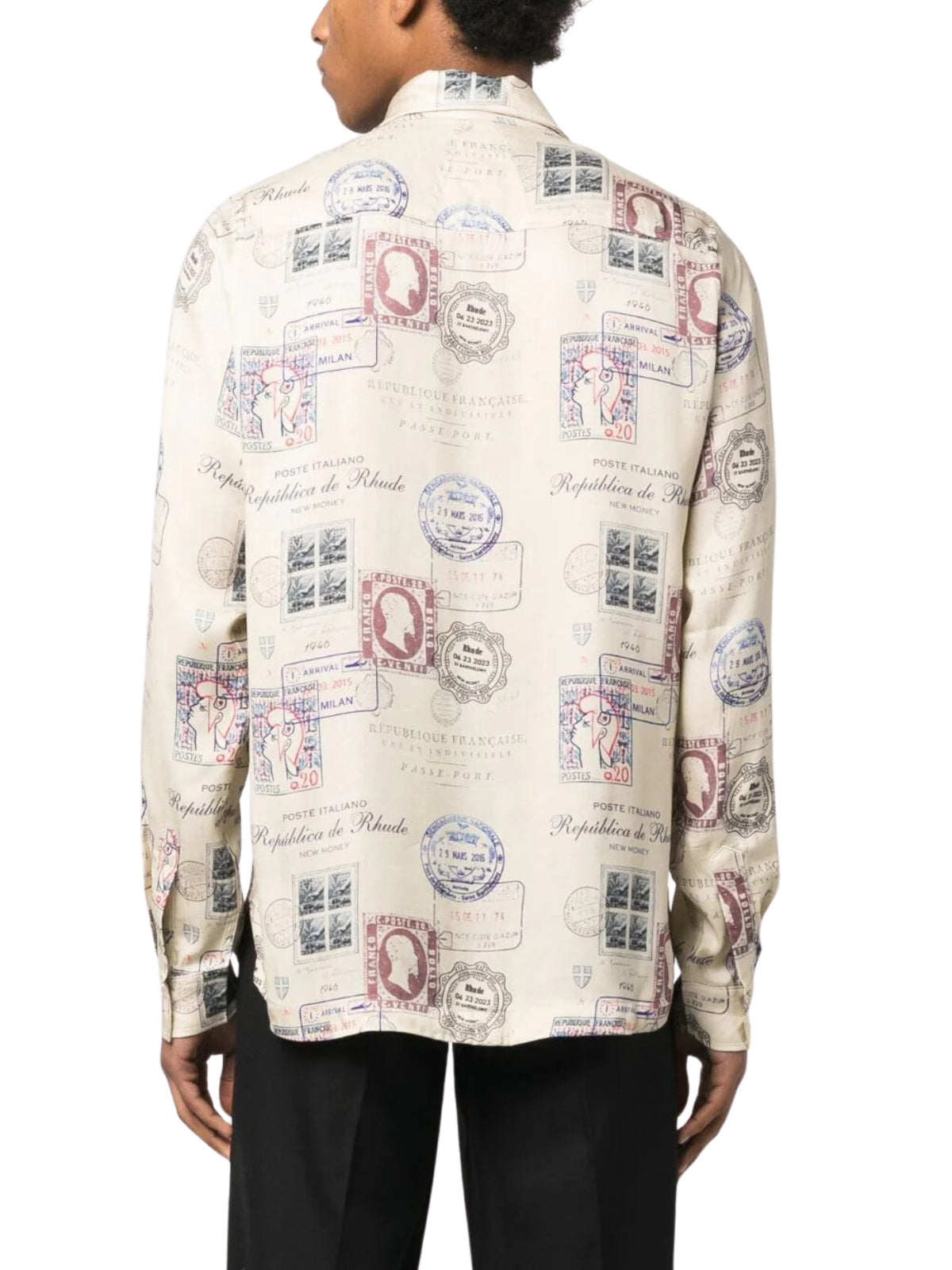 Rhude Shirt Passport Stamp Beige