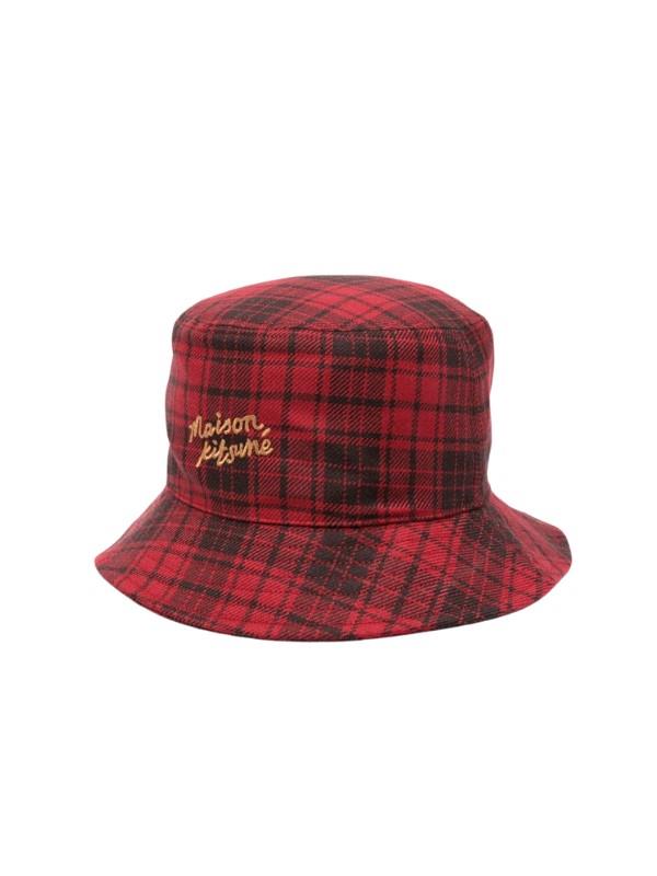 Maison Kitsune Bucket Hat Checkered Red