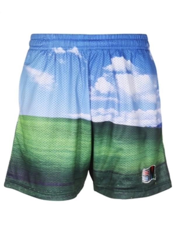 Market Short Bliss Mesh Clouds Green-Blue