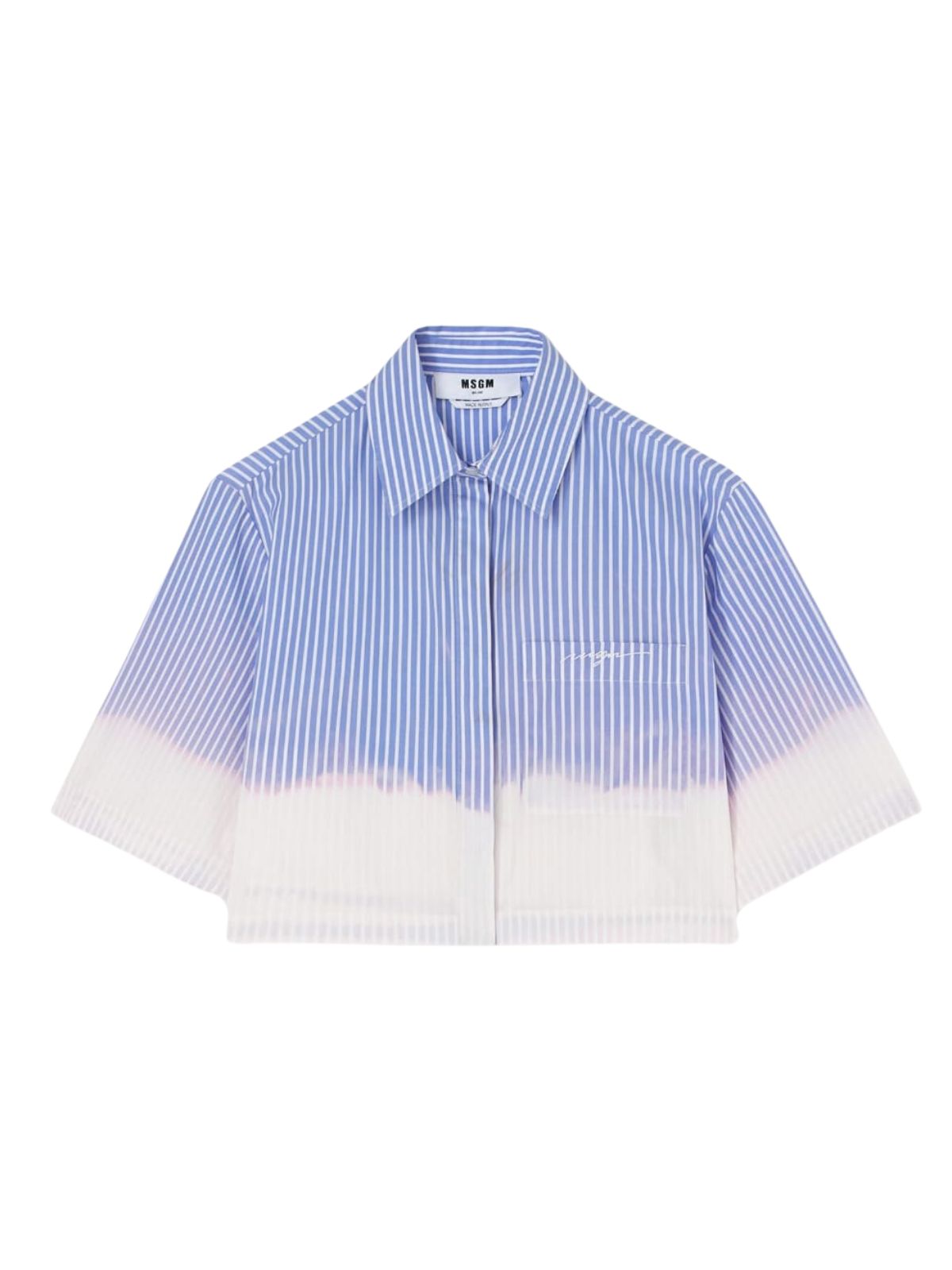 Msgm Shirt Ladies Two Tone Stripe Blue-White