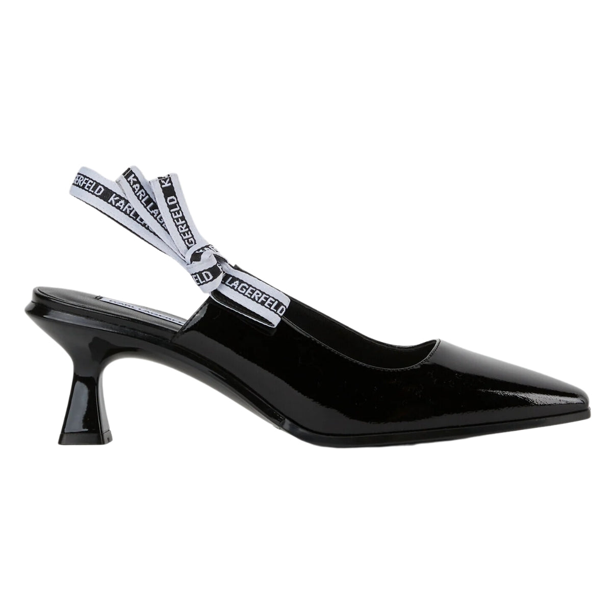 Karl Lagerfeld Heel Pannache Ribbon Sling Black