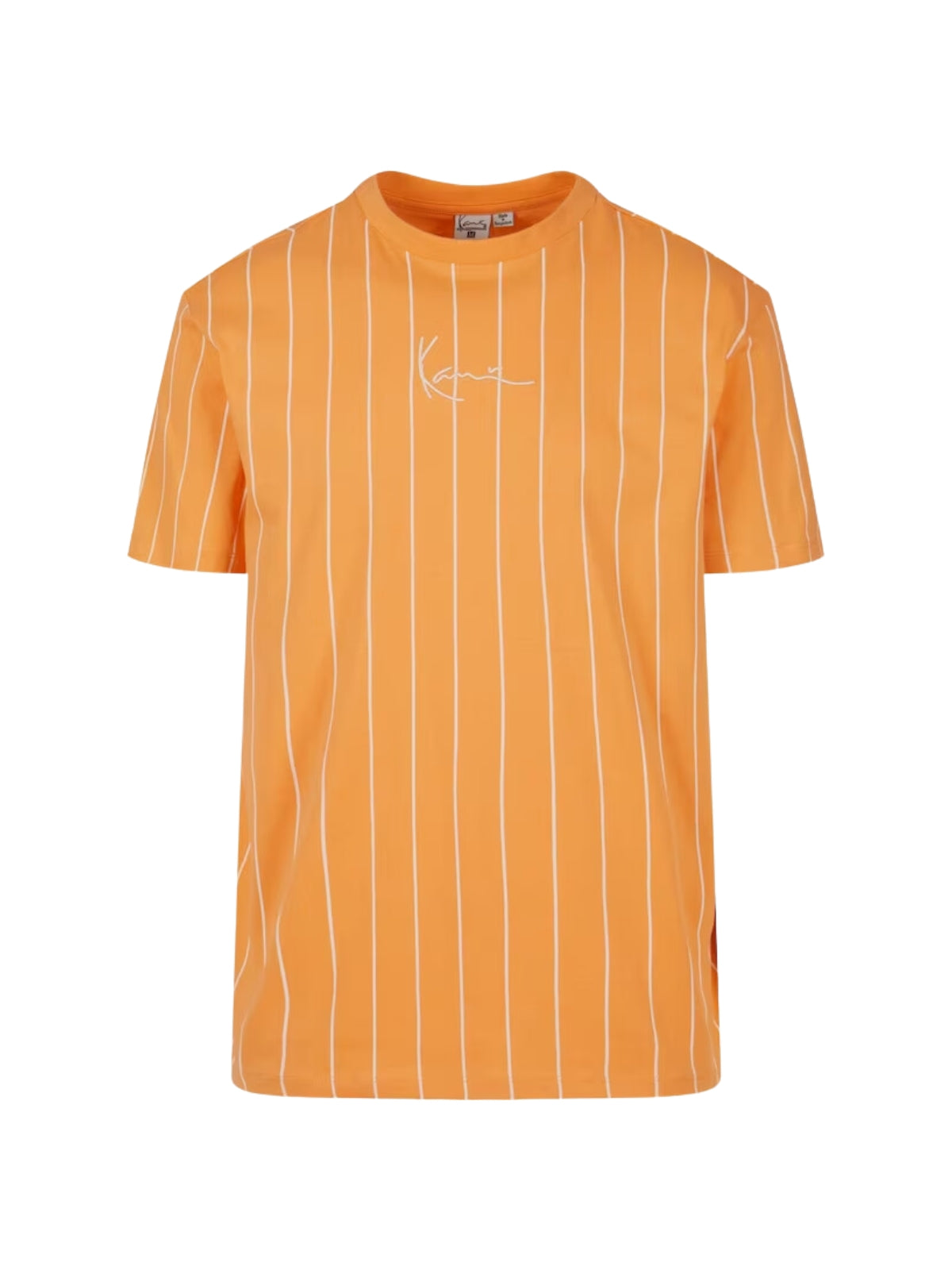 Karl Kani T-Shirt Small Serif Pinstripe Orange-White
