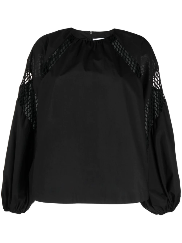 Msgm Blouse Ladies Pattern Sleeve Black