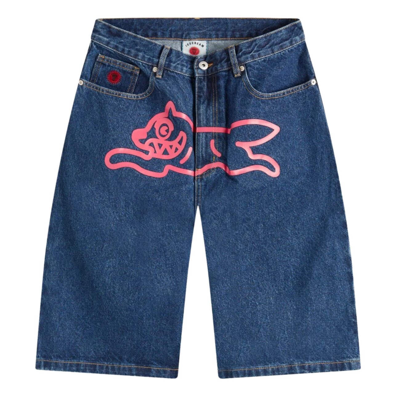 Ice Cream Denim Shorts Running Dog Indigo-Red