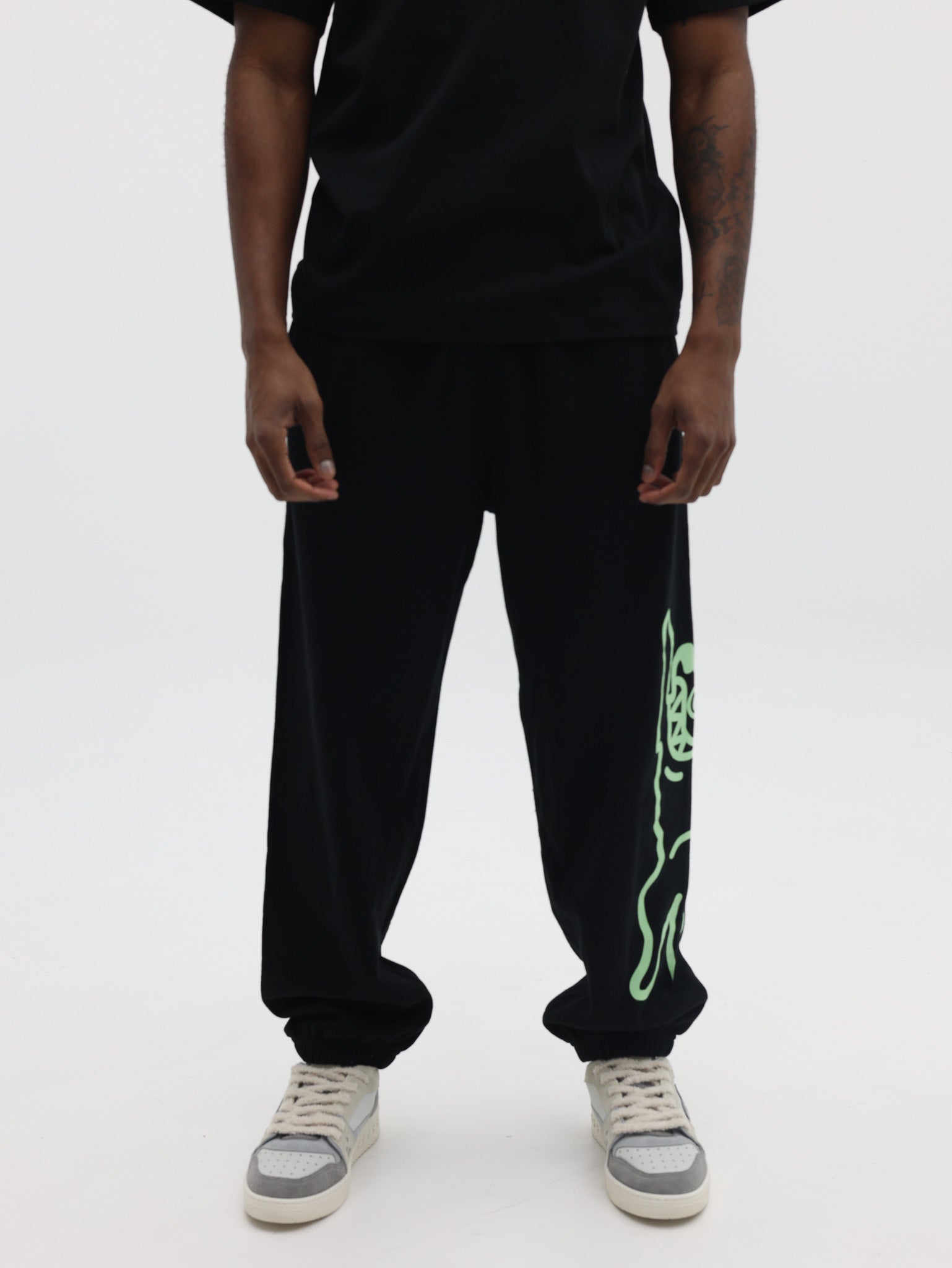 Ice Cream Sweat Pants Running Dog Black-Green