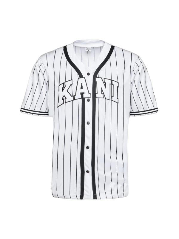 Karl Kani T-Shirt Baseball Pinstripe White