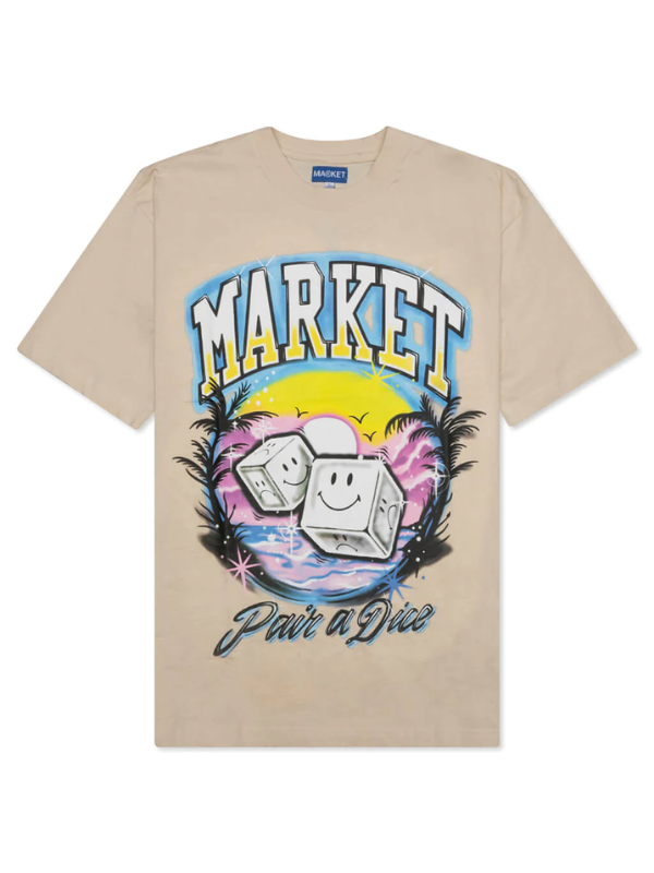 Market T-Shirt Smiley Pair Of Dice Tan