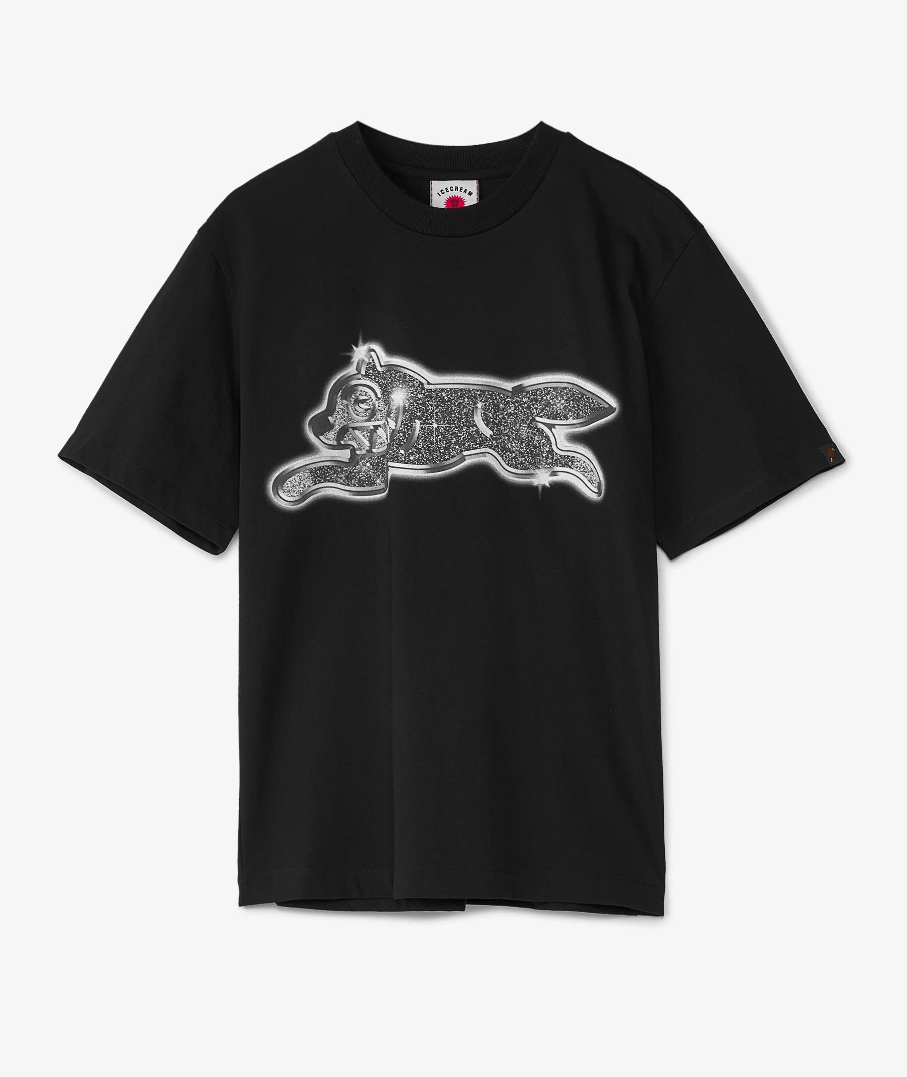 Ice-Cream T-Shirt Iced Out Running Dog Black