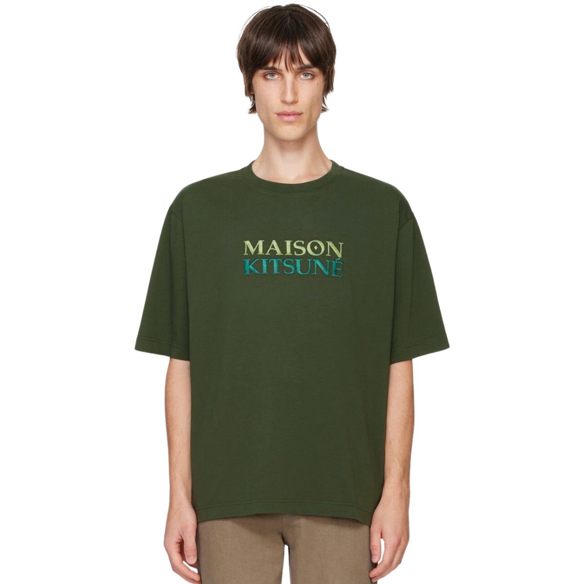 Maison Kitsune T-Shirt Gradient Logo Ranger Green