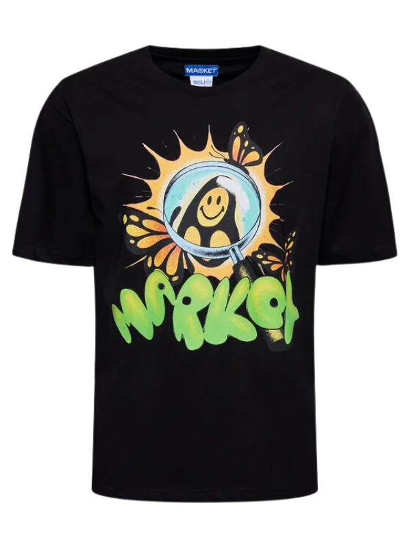 Market T-Shirt Smiley Through The Looking Glass Black