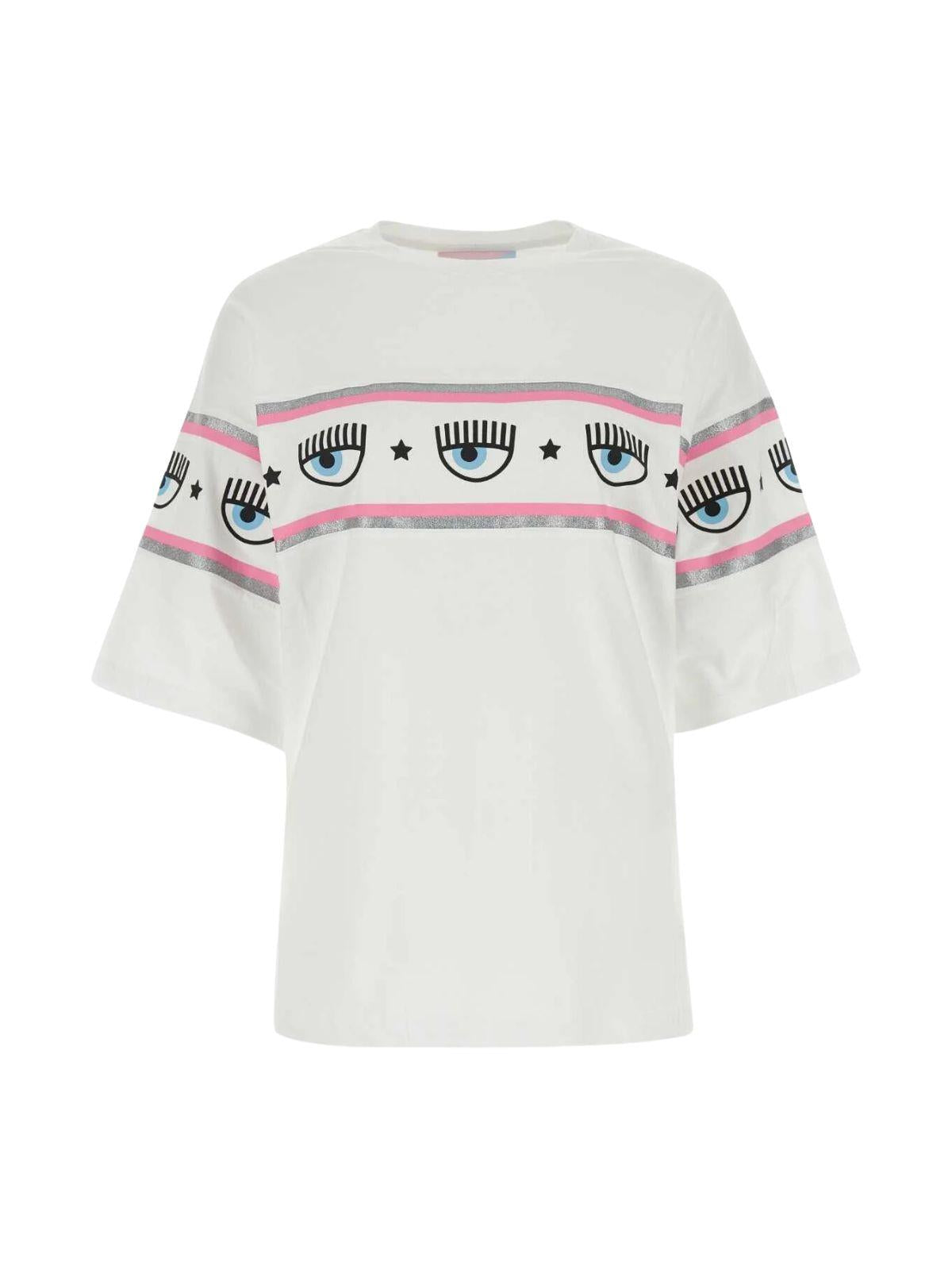 Chiara Ferragni T-Shirt Eye Star Logo White-Pink