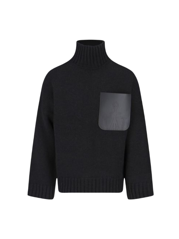 Jw Anderson Sweater Leather Patch Pocket Black