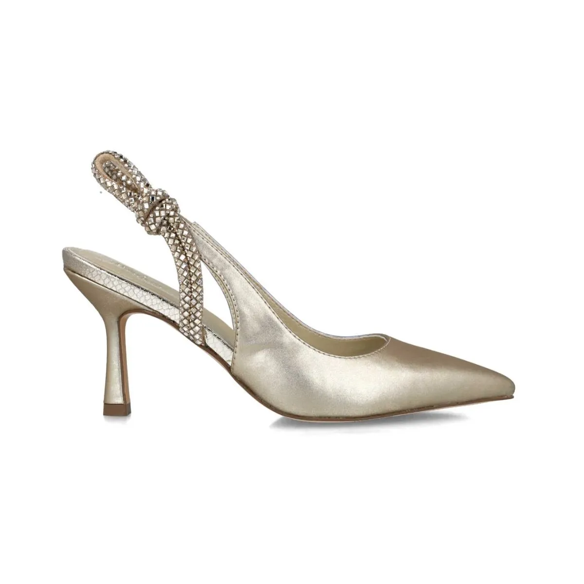 Menbur Heel Mm49 Mid Metallic Knotted Strap Front Gold