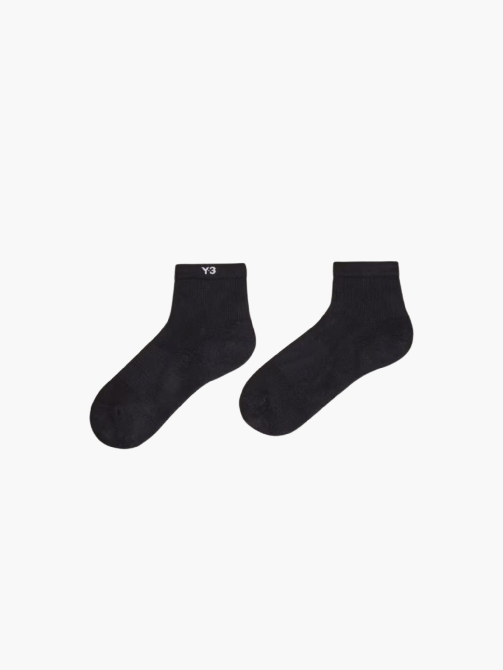Y-3 Socks White Logo Ankle Black