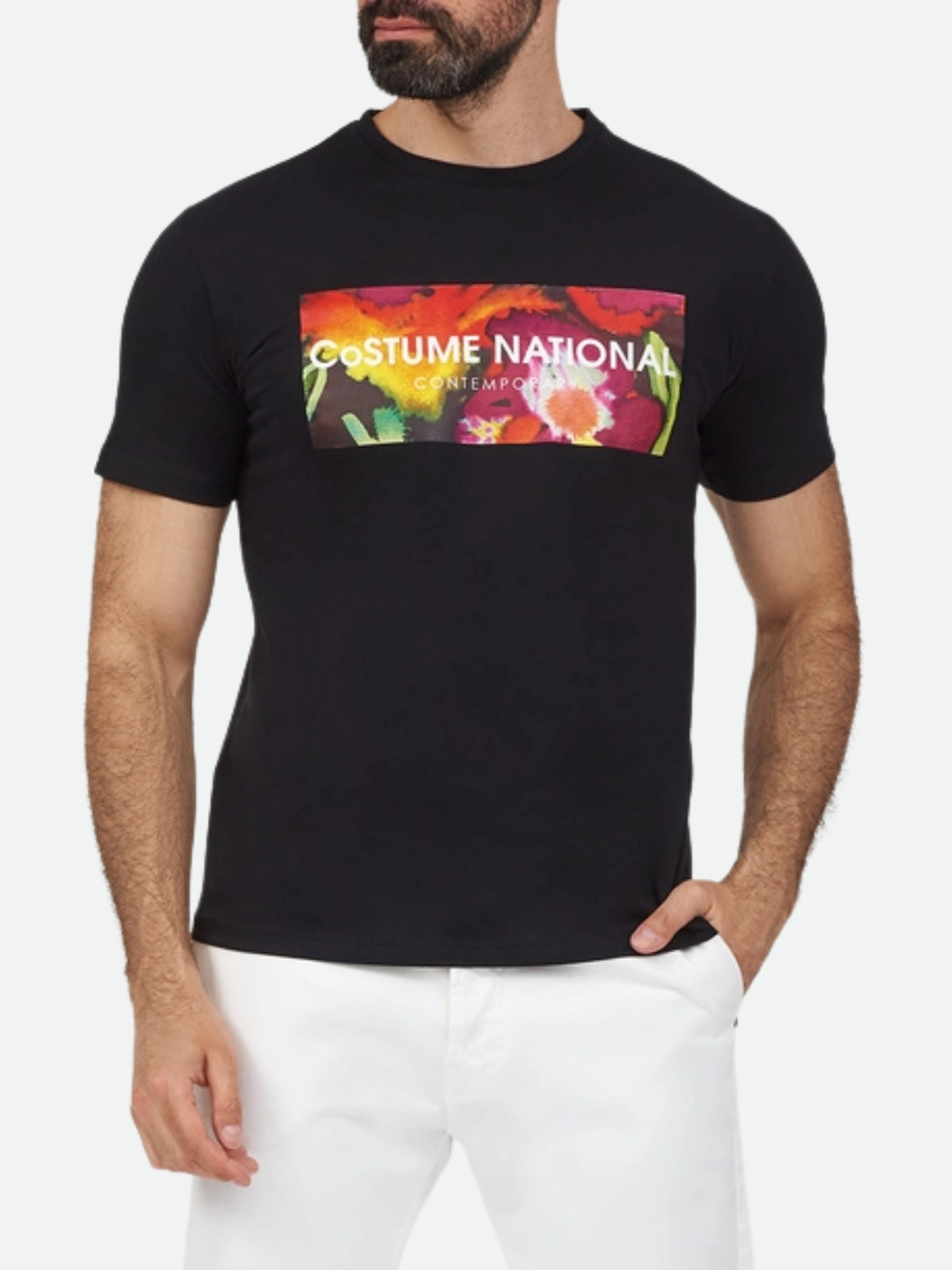 Costume National Crew Flower Logo Black