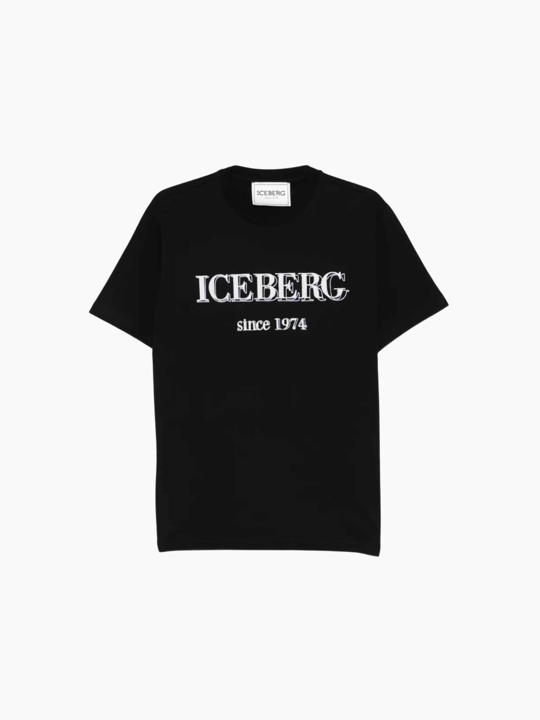 Iceberg T-Shirt Black Logo Print Crew Black