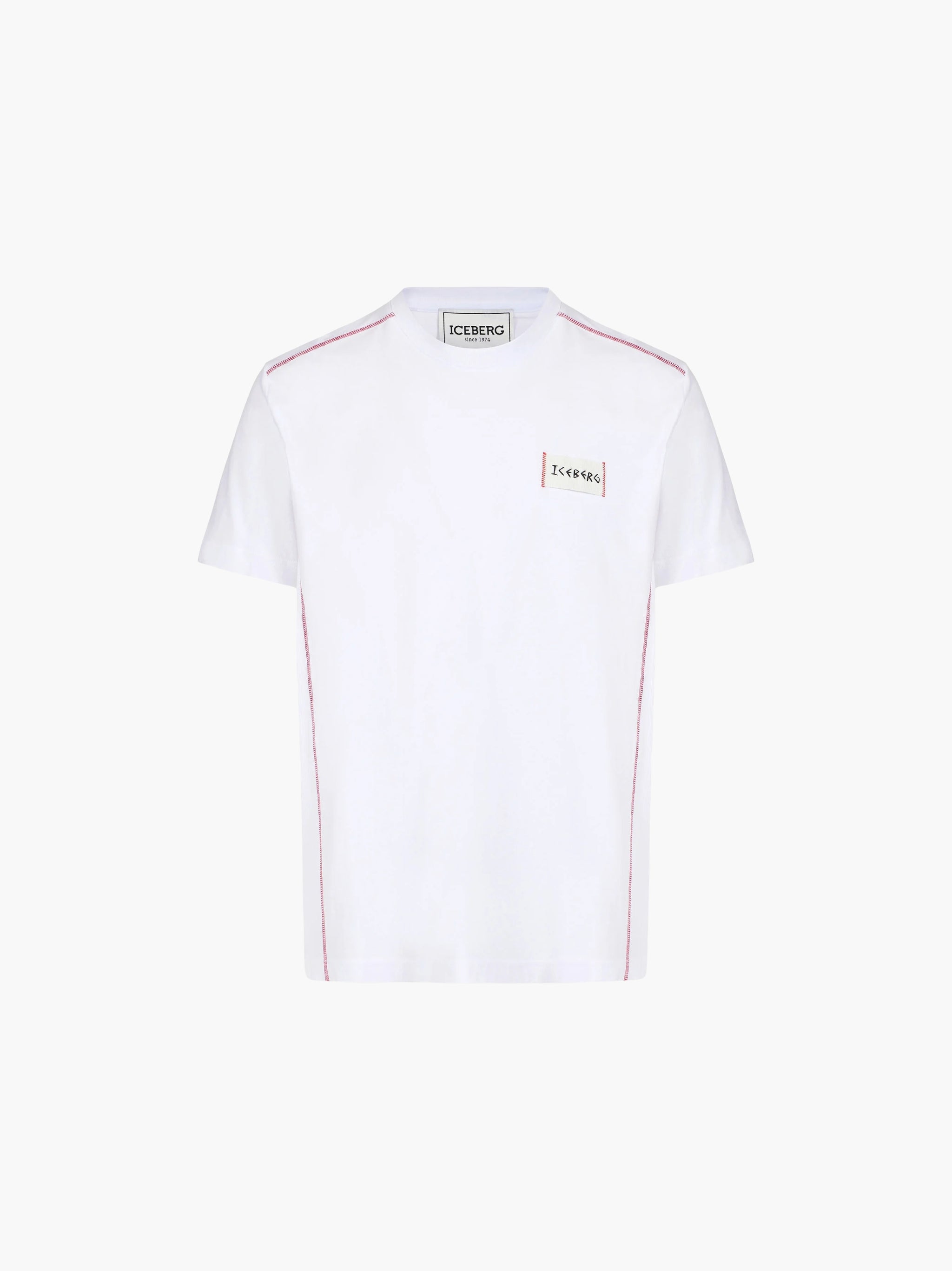 Iceberg T-Shirt Red Stitch Around White