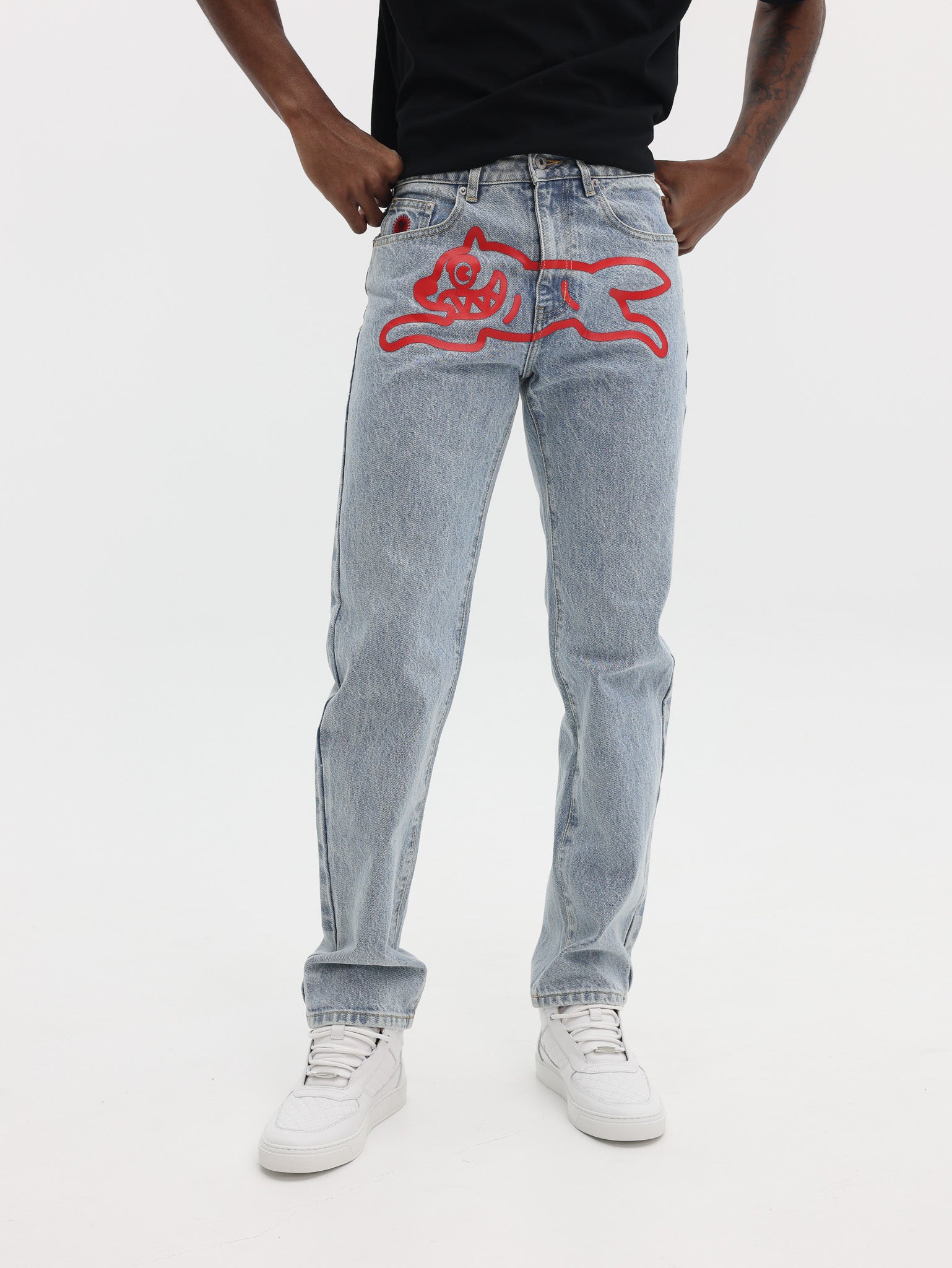Ice Cream Jeans Running Dog Light Wash Blue