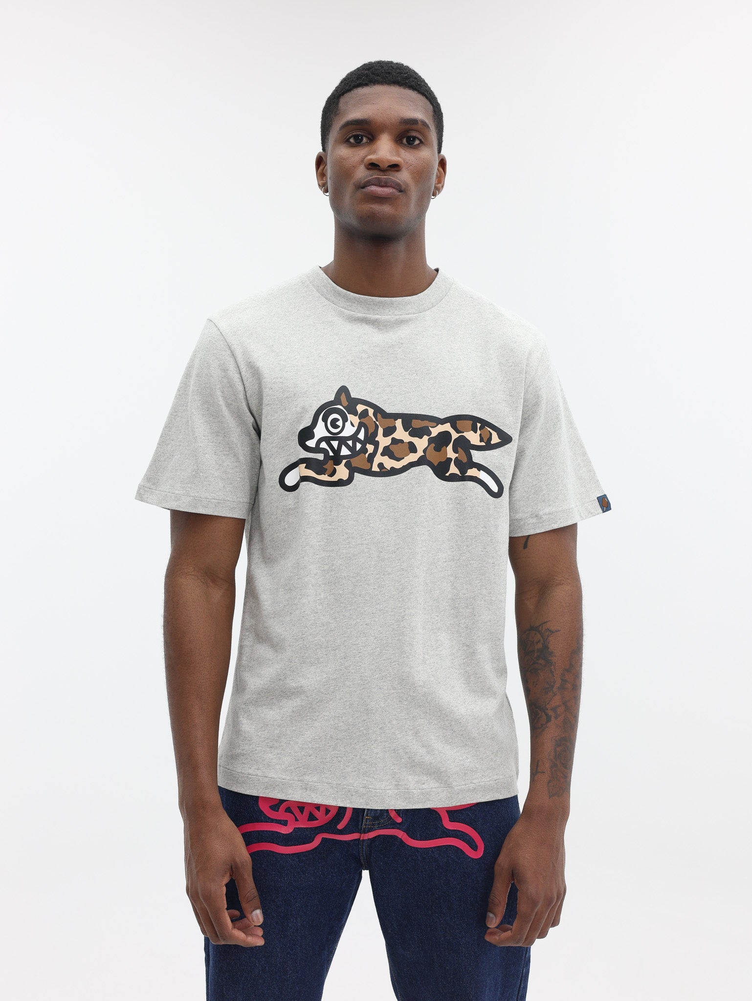 Ice Cream T-Shirt Running Dog  Heather Grey