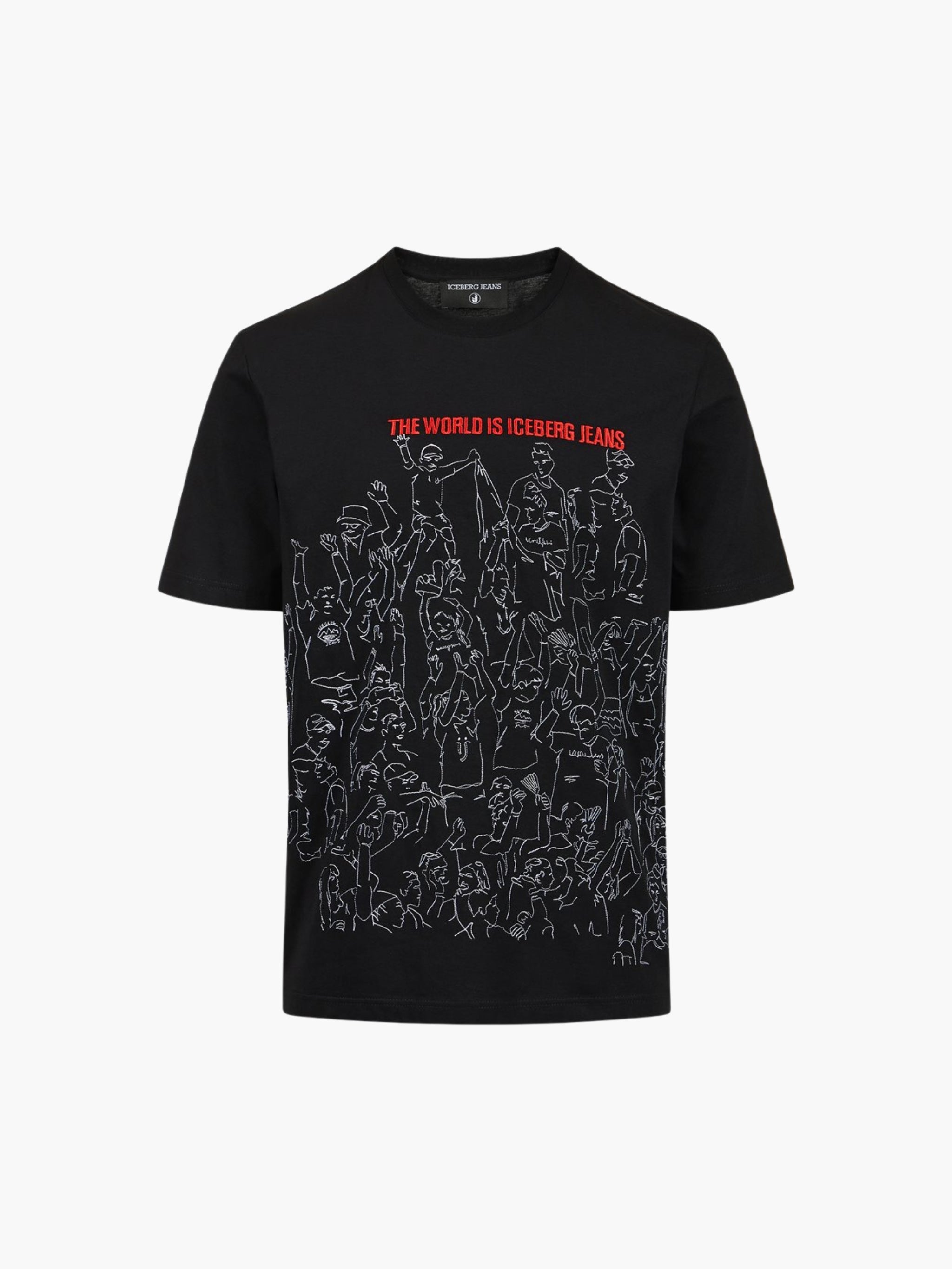 Iceberg Jeans T-Shirt People Ao Print  Black