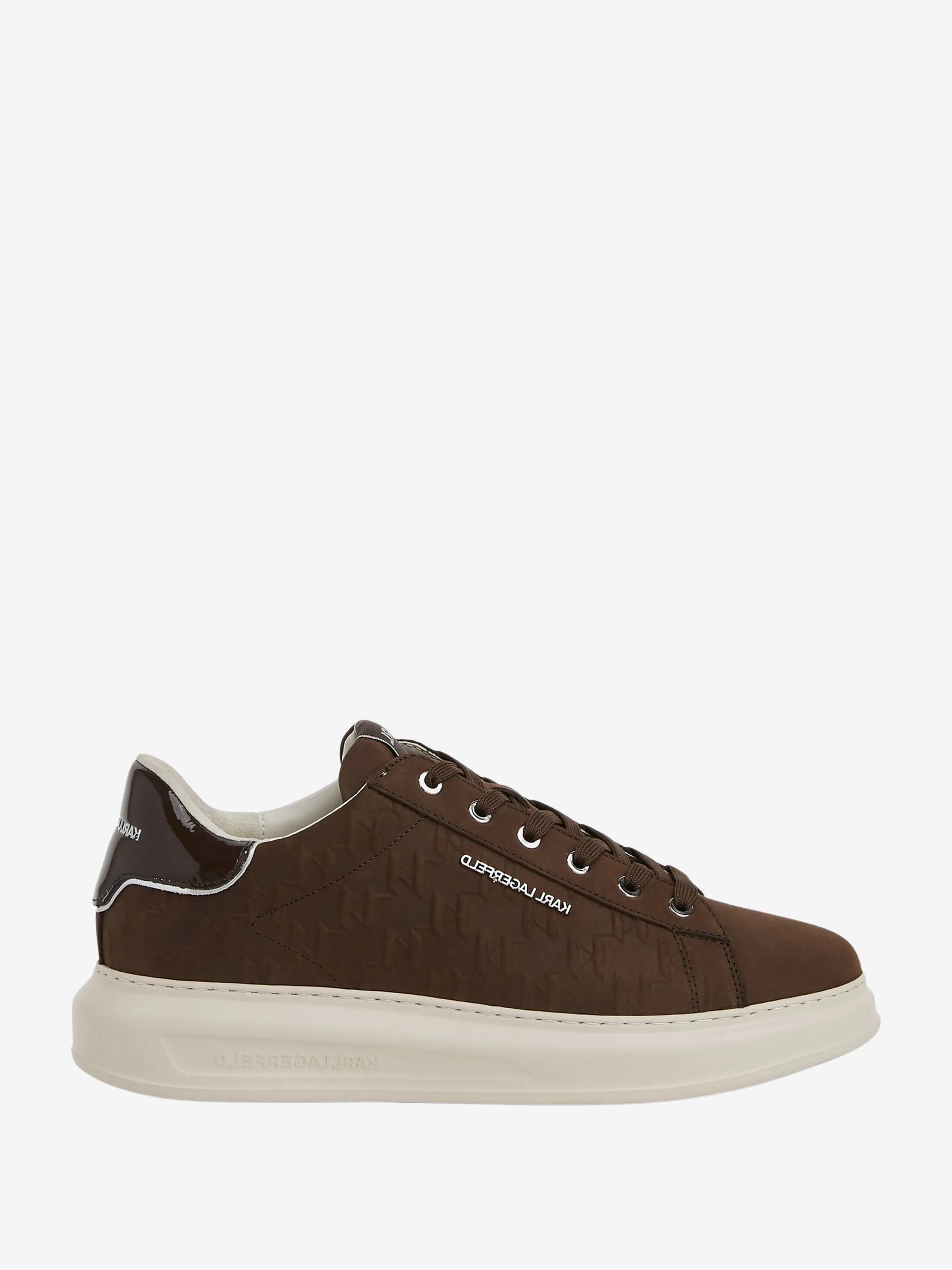 Karl Lagerfeld Sneaker Kl580 Kapri Monogram Emboss Lo Dark Brown Nubuck