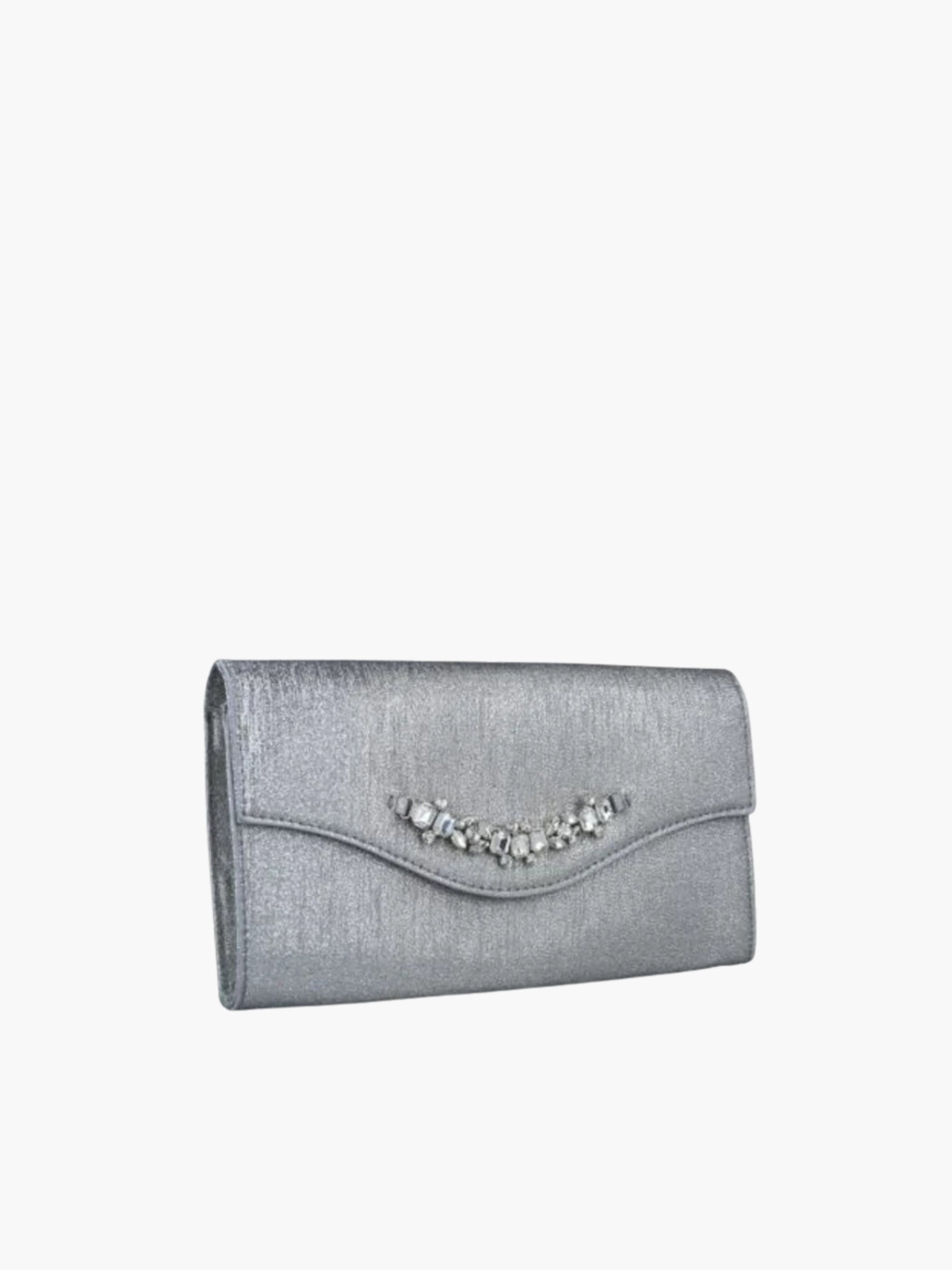 Menbur Bag Clutch Glass Beading Silver