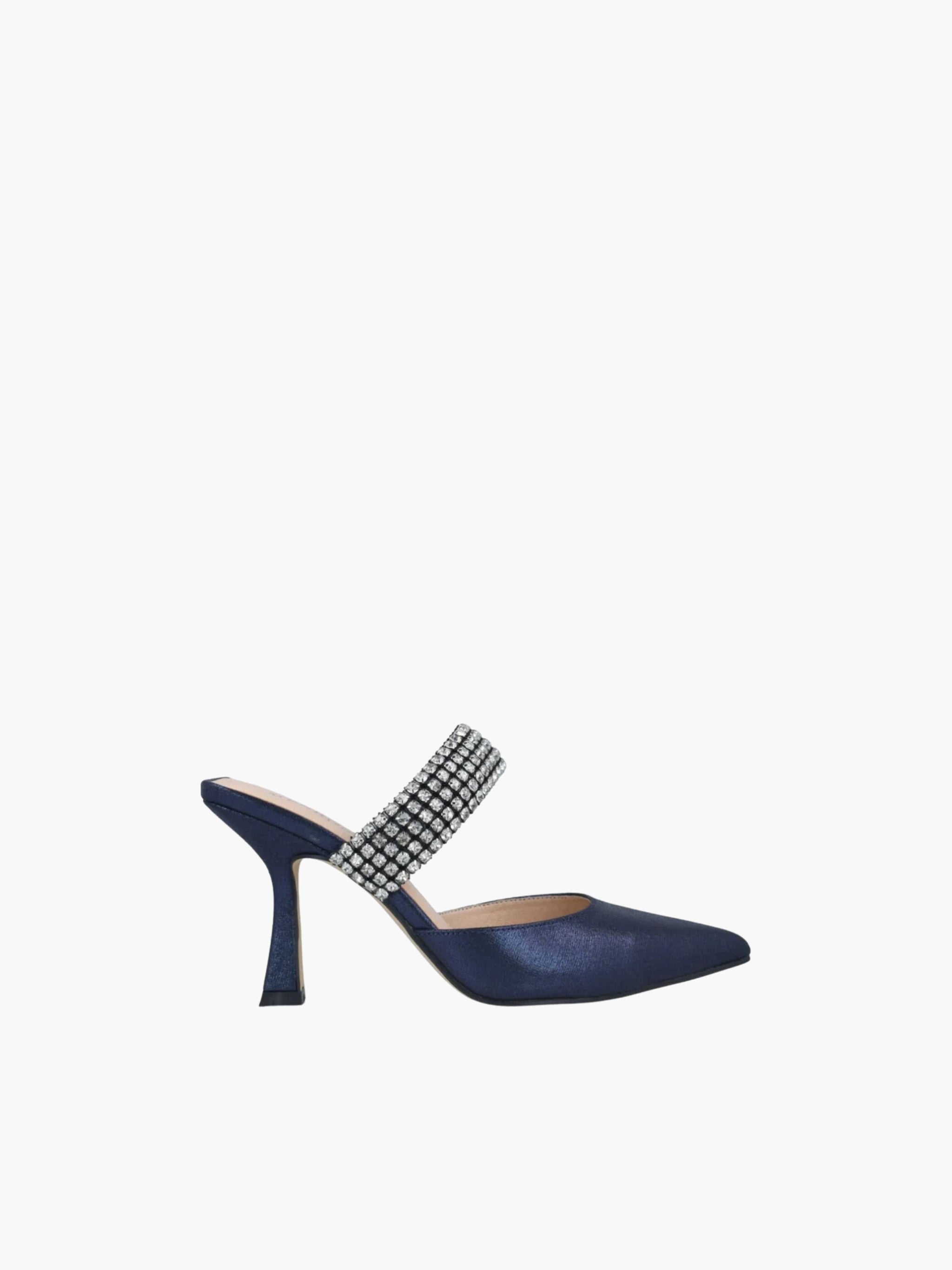 Menbur Heels Bedazzled Strap Navy