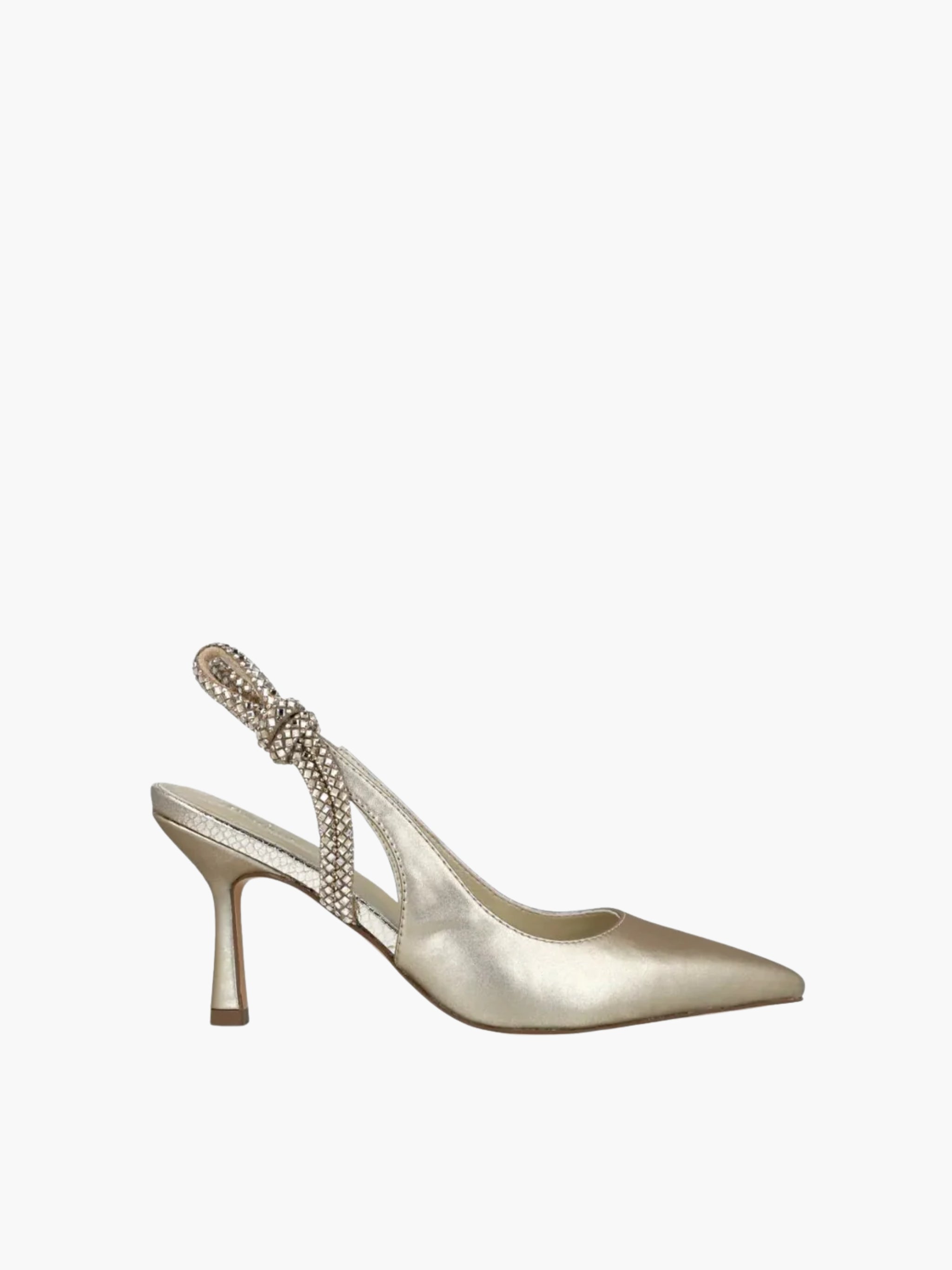 Menbur Heel Mm49 Mid Metallic Knotted Strap Front Gold