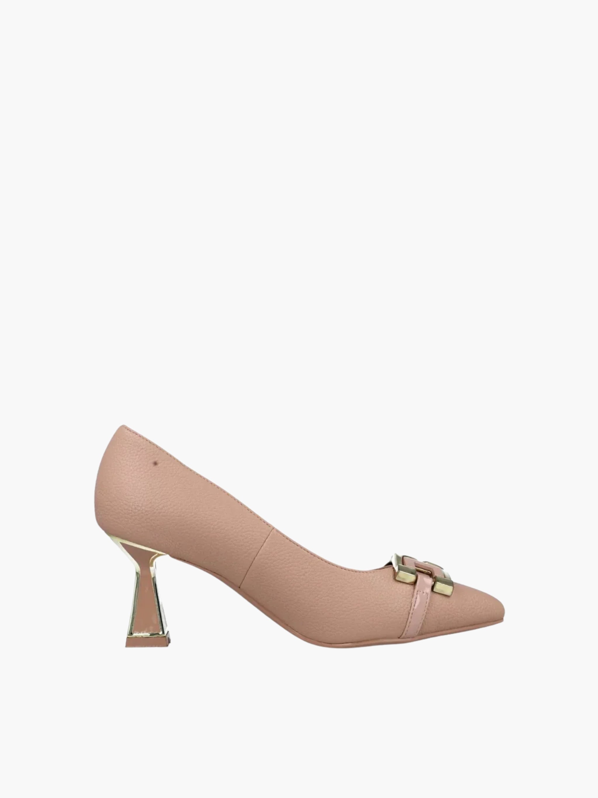 Menbur Heel Mm63 Mid Low Pointy Triangle Gold Heel Nude