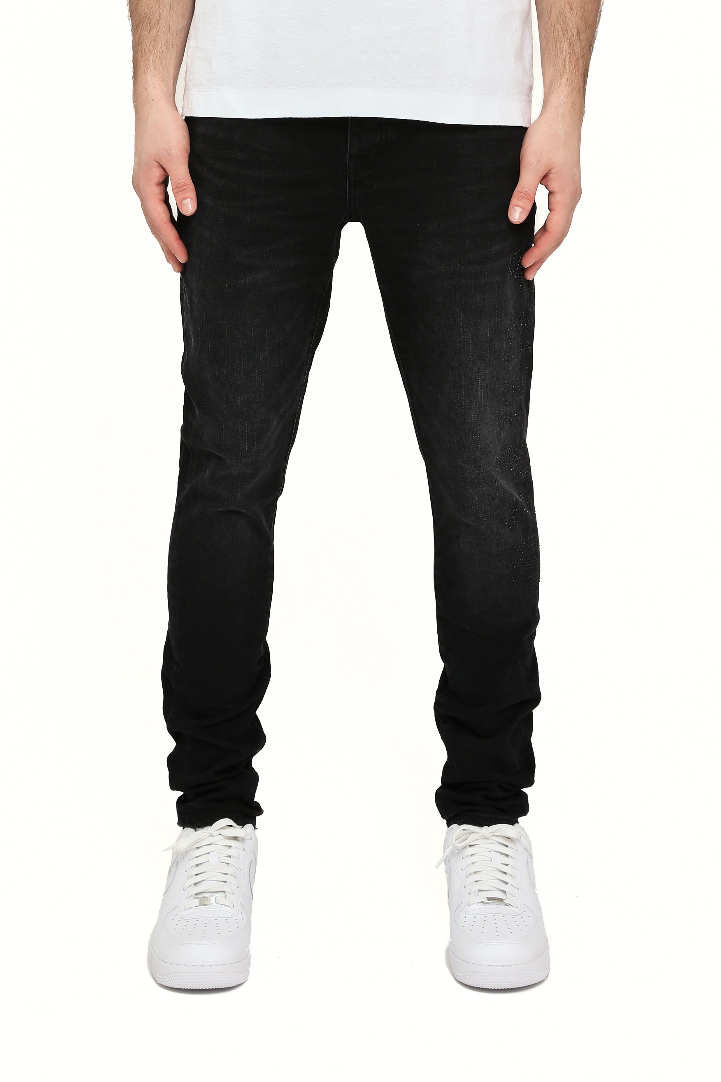 Purple Jeans Skinny Hotfix Logo Black