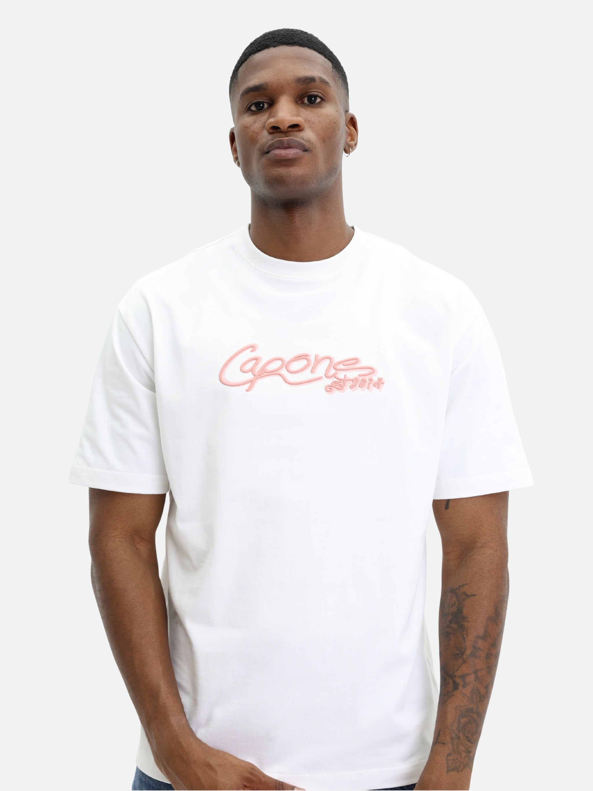 Capone T-Shirt Logo White-Pink